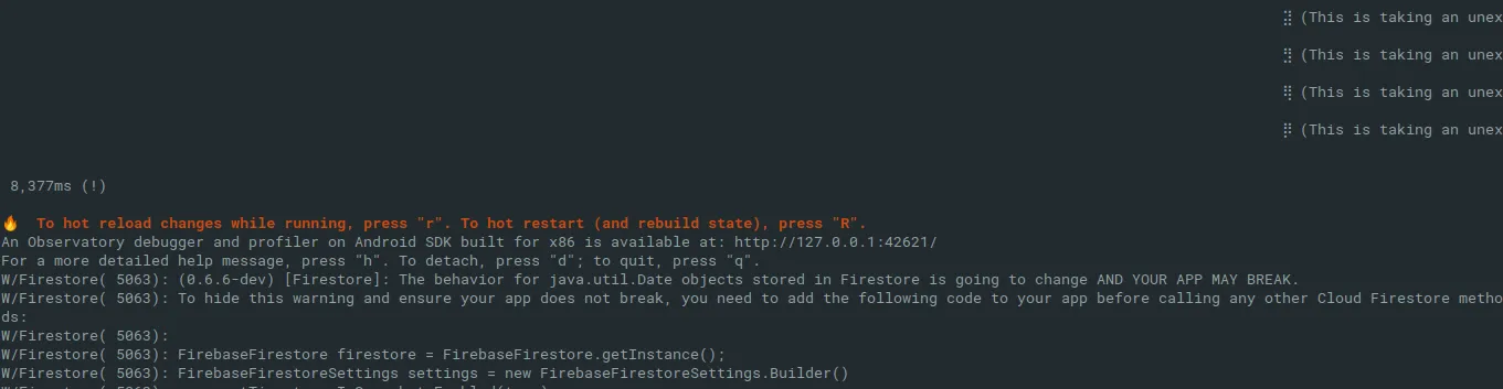 Flutter Run Observatory
