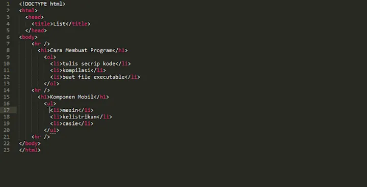 Membuat Daftar List Pada HTML: Lengkap Dengan Penjelasannya