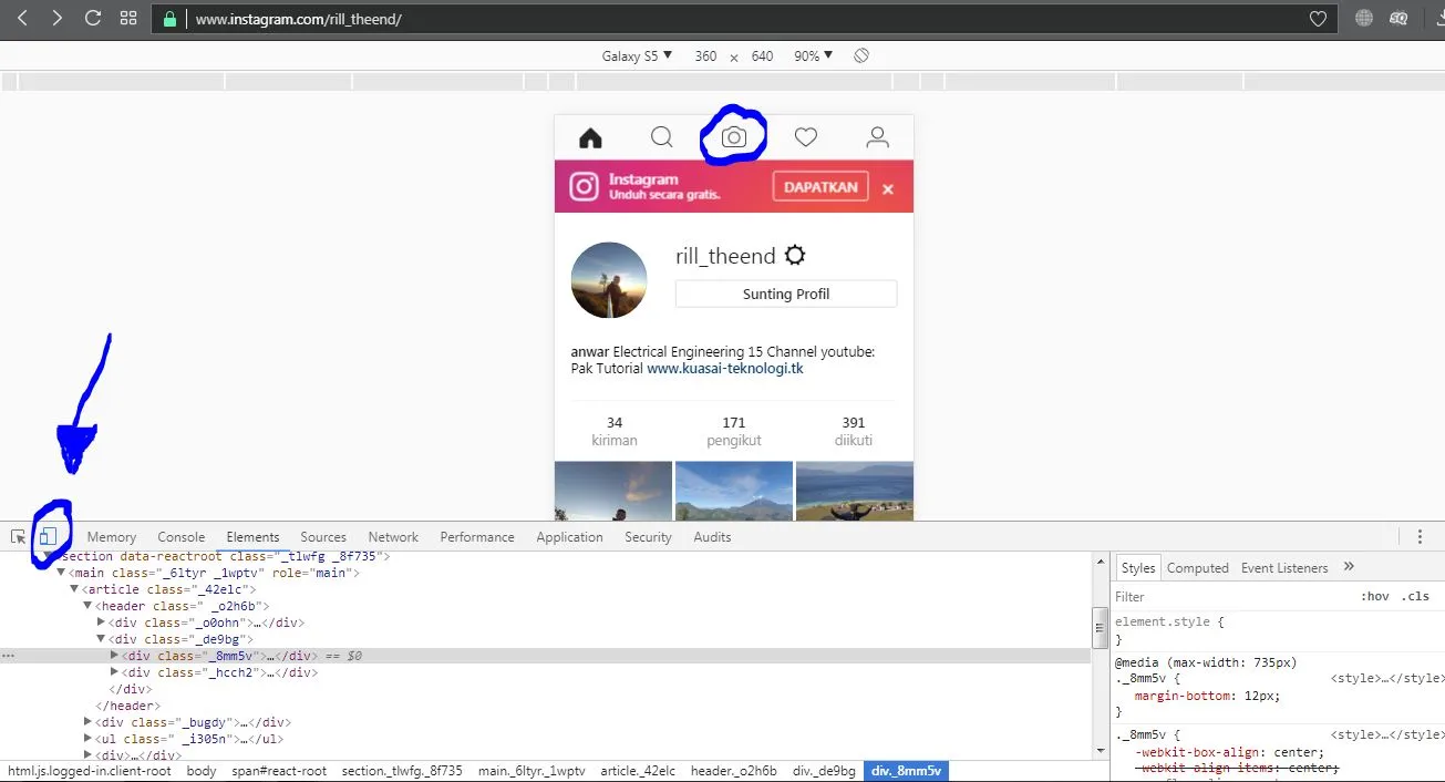 Instagram Inspect Element