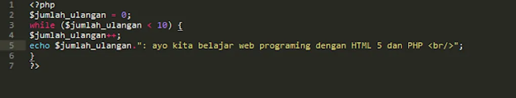 Menggunakan Loop While Di PHP