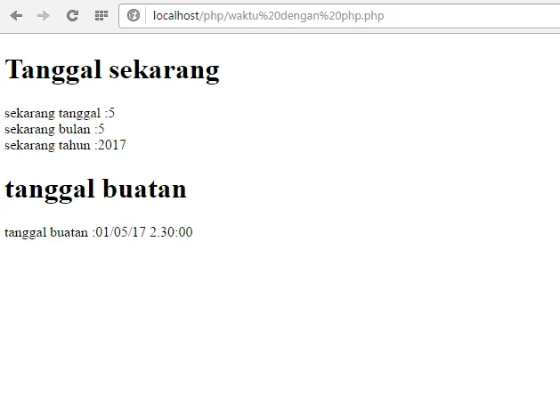 Date and Time Result in Browser